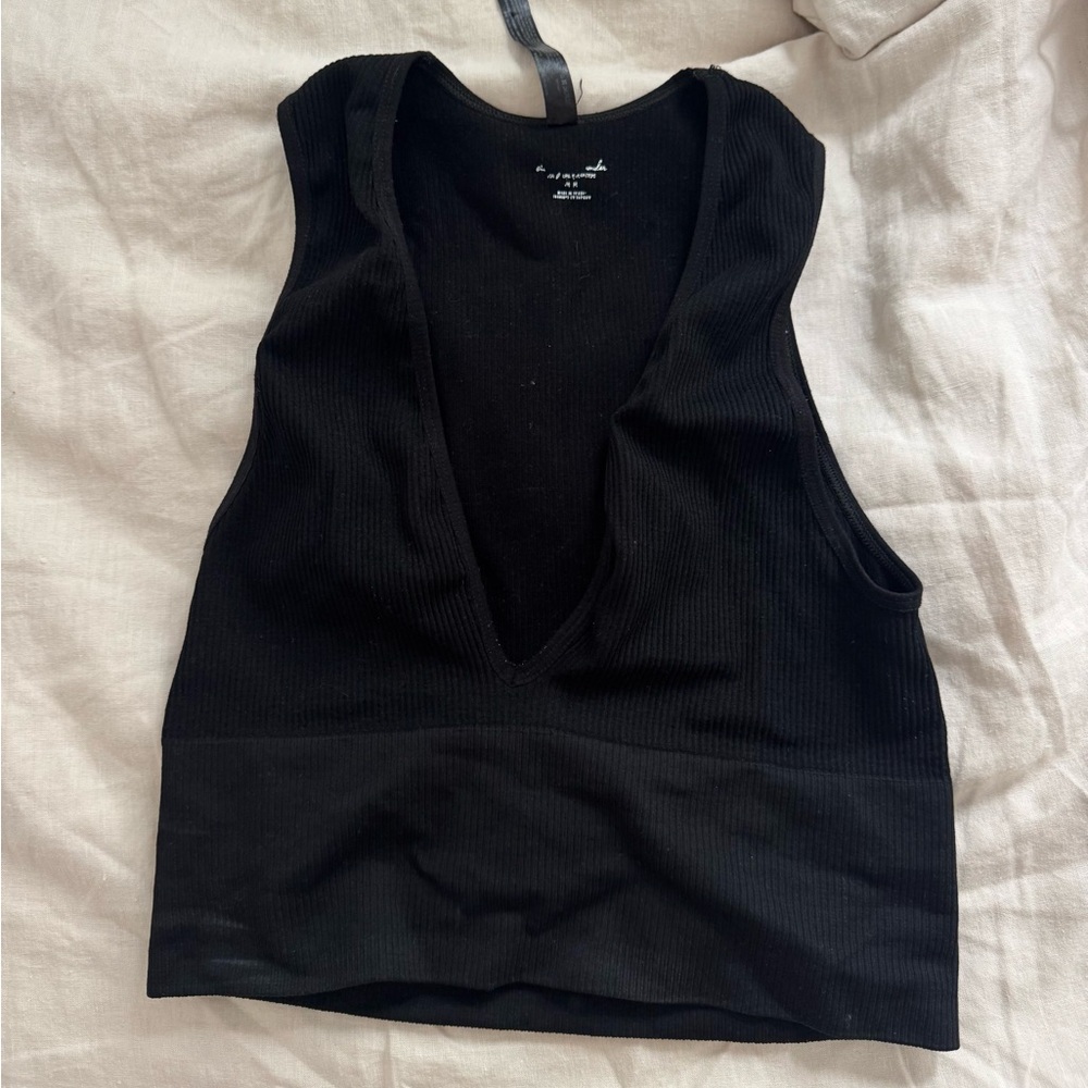 Black Ribbed Sleeveless Top